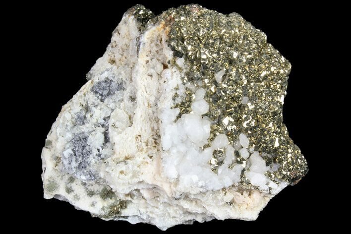 Pyrite On Calcite - El Hammam Mine, Morocco #80730